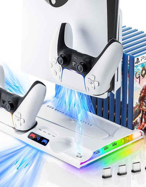 Load image into Gallery viewer, PS5 SLIM dedicated charging dock p5SLIM cooling base thin fan disc storage rack
