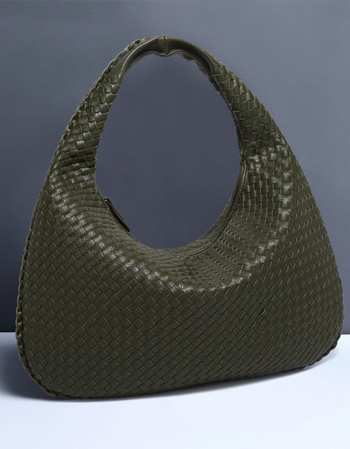 Load image into Gallery viewer, Crescent shaped women's bag hand woven hand-held dumpling bag fashionable single shoulder armpit bag
