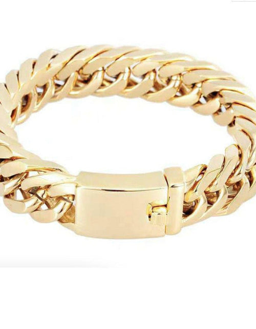 Load image into Gallery viewer, Fashionable 18K gold plated men's electroplated alloy double buckle bracelet

