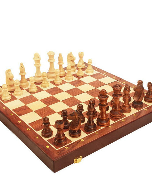 Load image into Gallery viewer, Magnetic Wood Chess Folding Chess Board Puzzle Game for Adults and Children Checkers Toy
