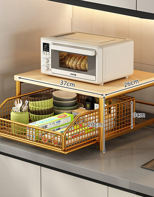 Load image into Gallery viewer, Modern Kitchen Microwave Shelf – Space-Saving Countertop Storage for Appliances, Elegant Design
