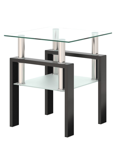 Load image into Gallery viewer, 1-Piece Modern Tempered Glass Tea Table Coffee Table End Table, Square Table for Living Room, Transparent/Black
