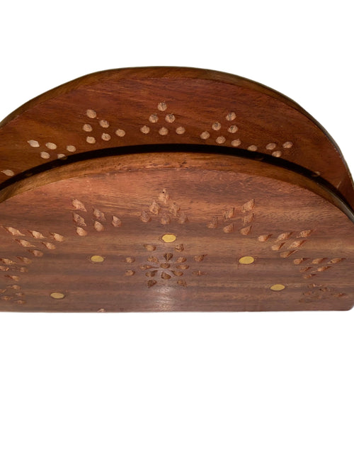 Load image into Gallery viewer, Vintage Wooden Paper Tissue Box Napkin &amp; Tissue Holder Box Brass Inlay
