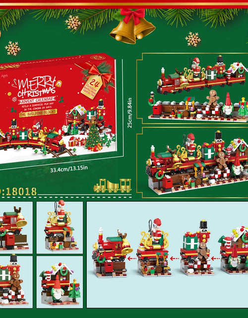 Load image into Gallery viewer, Christmas Building Blocks, 24 Days Countdown Calendars Blind Box, Christmas Trains Santa Claus Railcar Building Bricks

