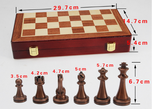 Load image into Gallery viewer, Chess deluxe gift box metal bronze folding board game chess gifts
