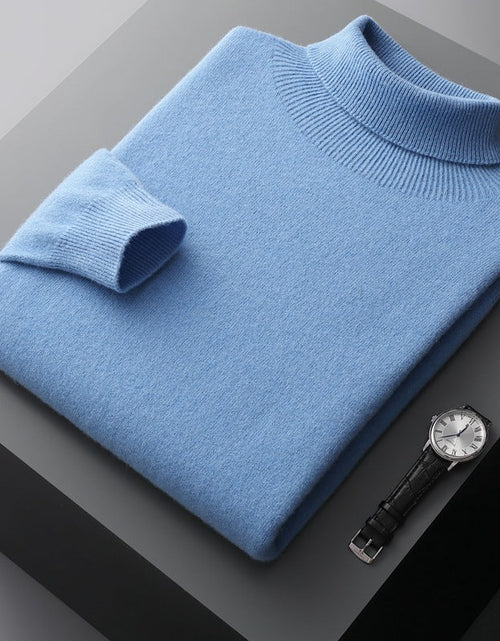 Load image into Gallery viewer, Men's high collar pullover sweater for autumn and winter, loose knit base sweater for men
