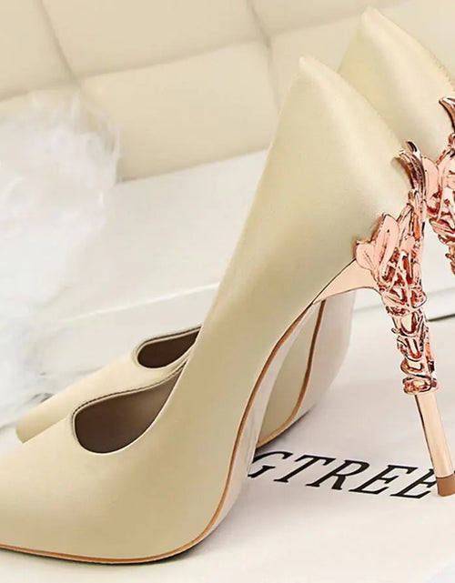 Load image into Gallery viewer, White Satin High Heels for Women - Stylish Pointed Shoes
