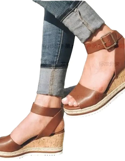 Load image into Gallery viewer, Summer Casual Korean Style Wedge Peep-Toe Heels
