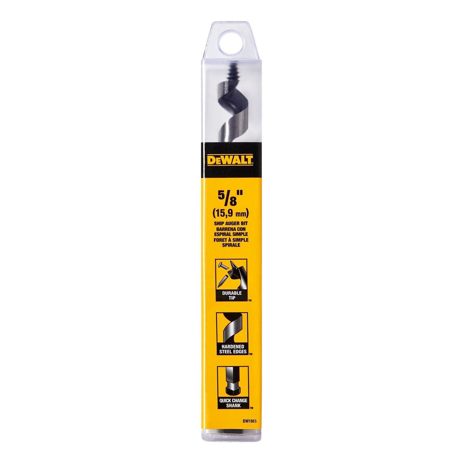 DeWalt DW1673 Drill Bit, Ship Auger, 1-1/8 Inch X 6 Inch