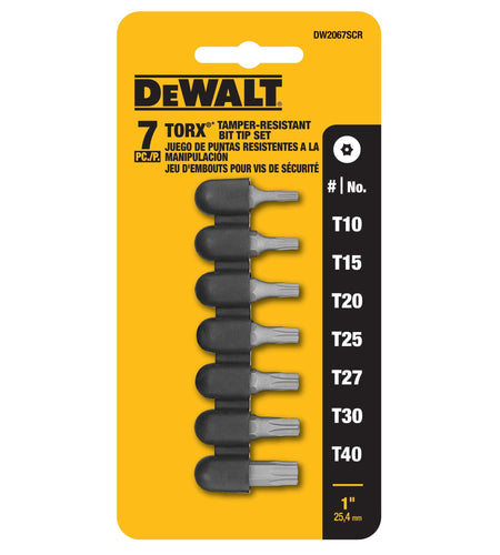 DeWalt DW2067SCR 7 Pc. Security Torx Set