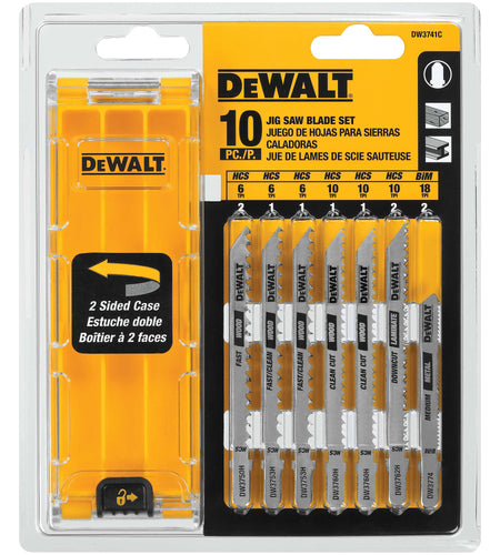 DeWalt DW3741C Jigsaw Blades Set With Case T-Shank 10-Piece