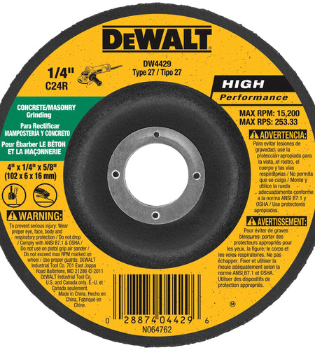 DeWalt DW4528 4-1/2" Cut Off Wheel, Concrete/Masonry, 4-1/2" X 1/8" X 7/8"