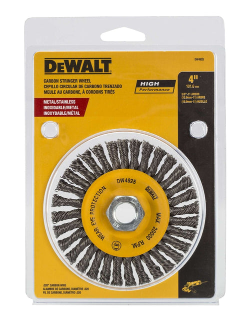 Load image into Gallery viewer, DeWalt DW4930 4" x 5/8"-11 HP .020 Carbon Stringer Wire Wheel

