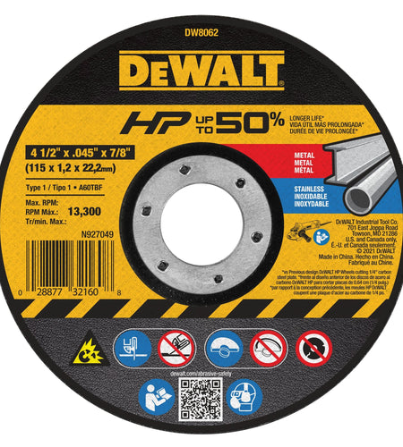 DeWalt DW8424 Thin Cutting Wheel, 4-1/2-Inch X .045-Inch X 7/8-Inch