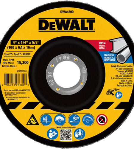 DeWalt DWA4511 Metal Grinding Wheel, 4-1/2-Inch X 1/8-Inch X 7/8-Inch