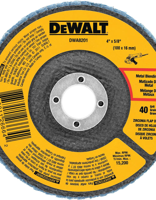 Load image into Gallery viewer, DeWalt DWA8206 40 Grit Zirconia T27 Flap, 4-1/2-Inch X 7/8-Inch
