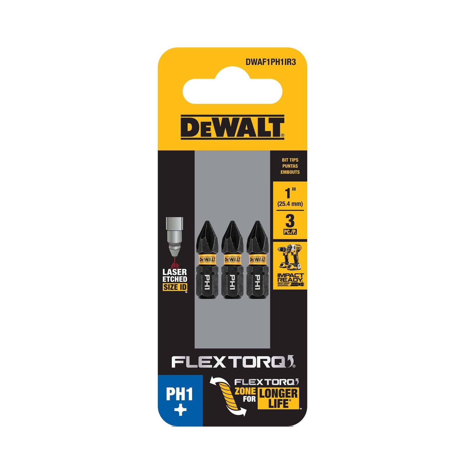 DeWalt DWAF1PH2IR10 FLEXTORQ 1IN PHILLIPS #2 (10 PK)