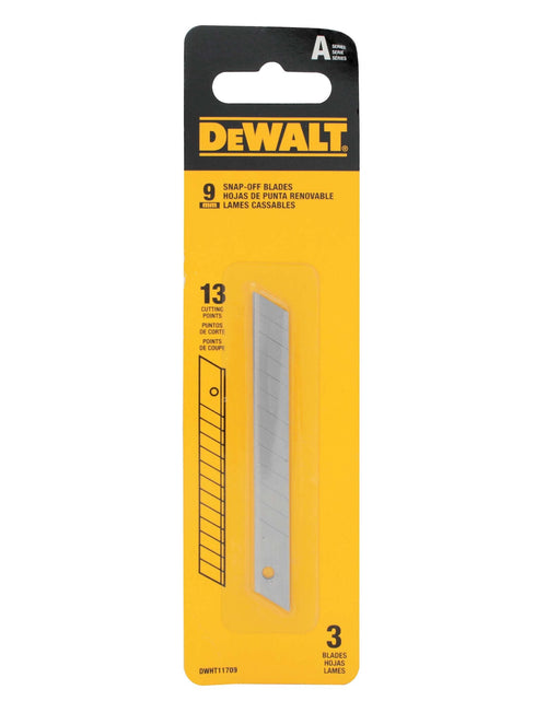 Load image into Gallery viewer, DeWalt DWHT11709 9mm Snap Off Knife Blades (3-Pack)
