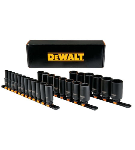 DeWalt DWMT19242 26 Piece 1/2 in Drive Deep Metric Impact Socket Set 6 PT