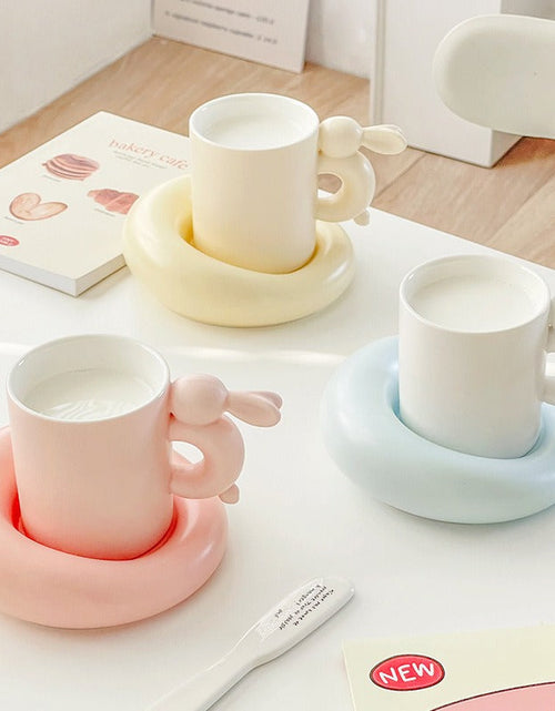 Load image into Gallery viewer, Rabbit Coffee Cup Milk Ceramic Cup And Saucer Set Design Sense Ins Niche Afternoon Tea High Value Mug

