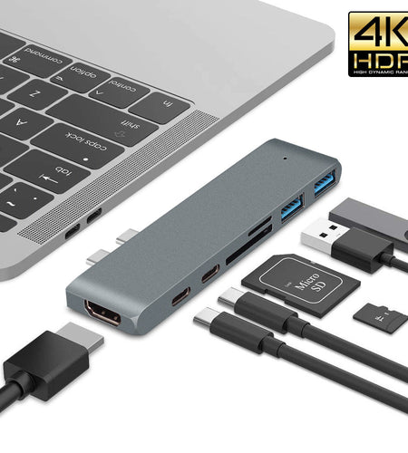 7-in-1 Dual Type-C to HDMI Dock USB 3.0 Hub Converter