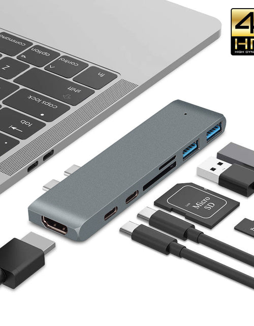 Load image into Gallery viewer, 7-in-1 Dual Type-C to HDMI Dock USB 3.0 Hub Converter
