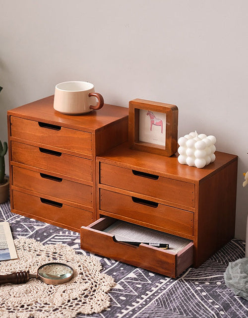 Load image into Gallery viewer, Three-layer Storage Cabinet, Small Wooden Cosmetic Organizer Box, Display Screen Riser
