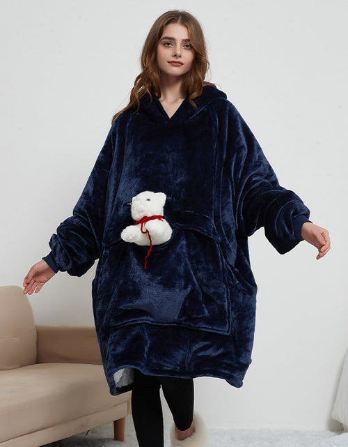 Load image into Gallery viewer, USB carbon fiber heated lazy blanket can be worn in winter, thick heating, washable lazy hoodie electric blanket
