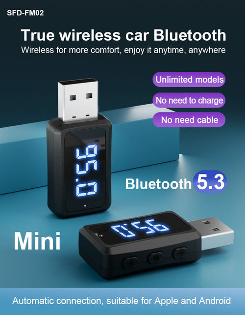Load image into Gallery viewer, Car mounted Bluetooth 5.3 receiver FM transmitter audio adapter wireless Bluetooth receiver LED
