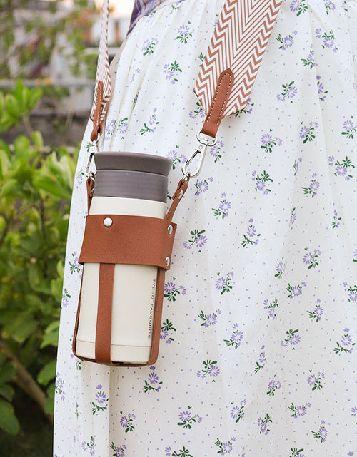 Load image into Gallery viewer, Outdoor insulated cup diagonal cup cover detachable woven shoulder strap bottle cover stainless steel kettle cover
