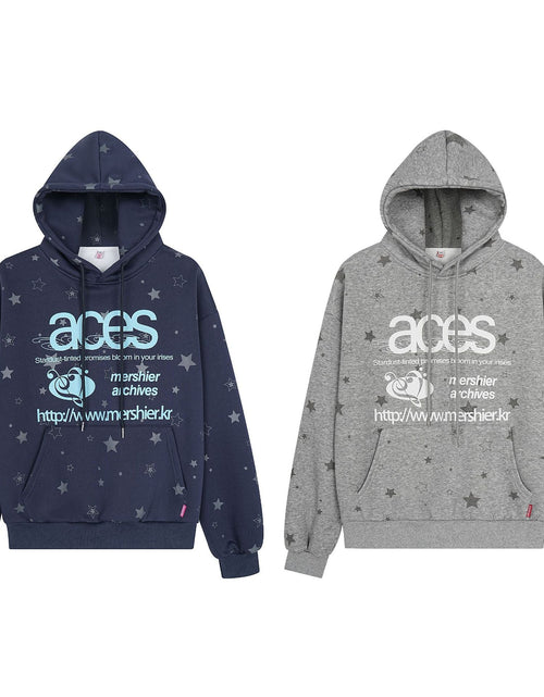 Load image into Gallery viewer, Star letter printed fleece hooded sweatshirt
