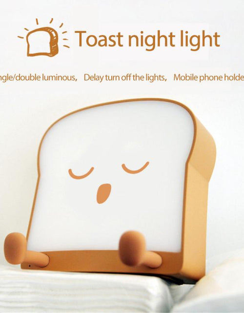 Load image into Gallery viewer, Toast Bread Night Light USB Charging Pat Timing Light Single-Sided Light-Emitting Square Bread Shape Bedside Lamp
