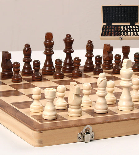 Magnetic Chess Folding Solid Wood Double Queen Set Chessboard Adult Board Game Children's Puzzle Toy
