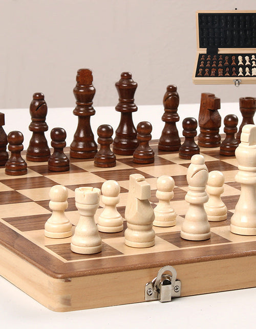 Load image into Gallery viewer, Magnetic Chess Folding Solid Wood Double Queen Set Chessboard Adult Board Game Children's Puzzle Toy

