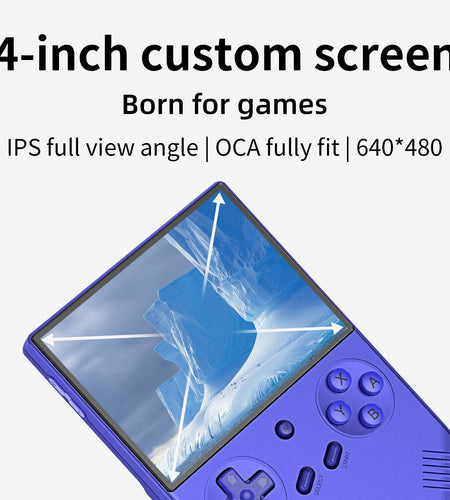 ANBERNIC's new RG40XXV vertical version retro portable handheld game console with lighting effect connected to power regard