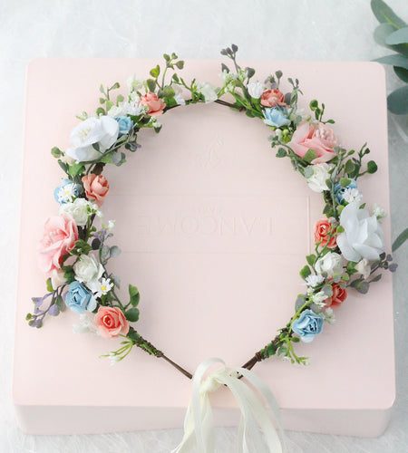 Bridal Wreath Handmade Fabric Rose Colorful Hair Strap Scenic Area Travel Photography Holiday Children's Headaccessory