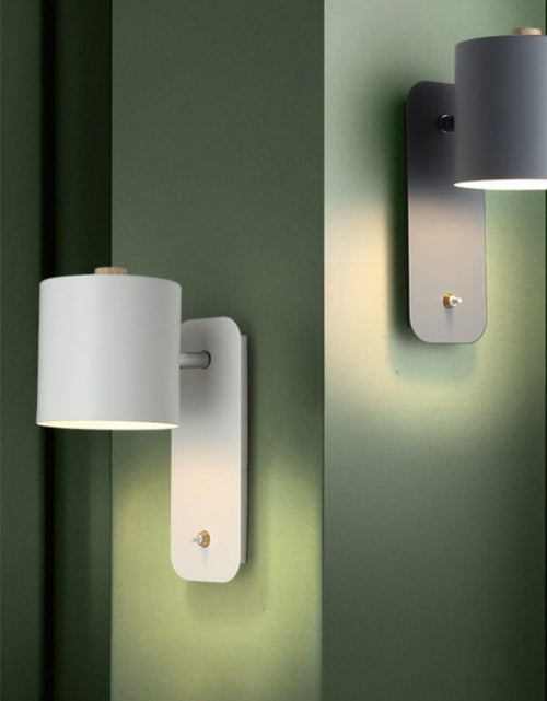 Load image into Gallery viewer, Nordic bedroom bedside lamp wall lamp study dining room corridor with switch wall lamp macaron LED minimalist wall lamp

