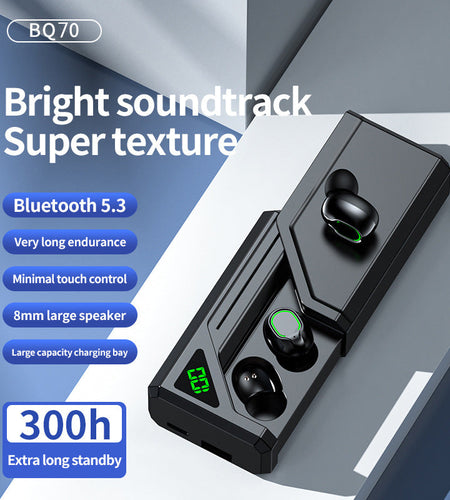 BQ70 wireless Bluetooth earphones with in ear digital display, long battery life, Bluetooth 5.3 hot selling pull-out compartment, high frequency