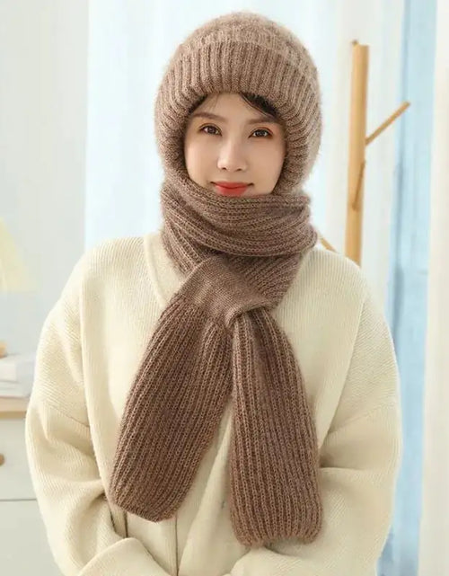 Load image into Gallery viewer, Women's Fleece-lined Knitted Scarf and Hat Set
