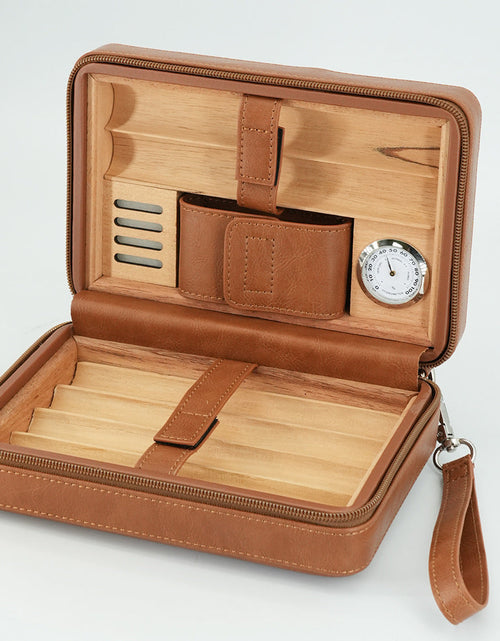 Load image into Gallery viewer, Cigar Box Zipper Pack 6-pack Convenient Cigar Box Cigarette Box Smoking Accessories Cedar Wood Material Set
