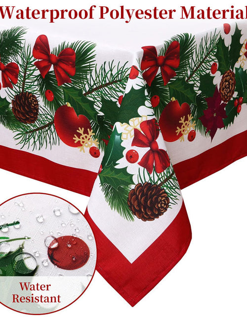 Load image into Gallery viewer, Christmas table runner with pine holly needle, holiday dining decor
