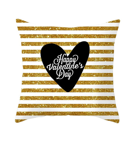 Black White Heart Cushion Cover Arrow I Love You Letters Happy Valentine Pillow Covers Gifts for Couples Valentine's Decoration