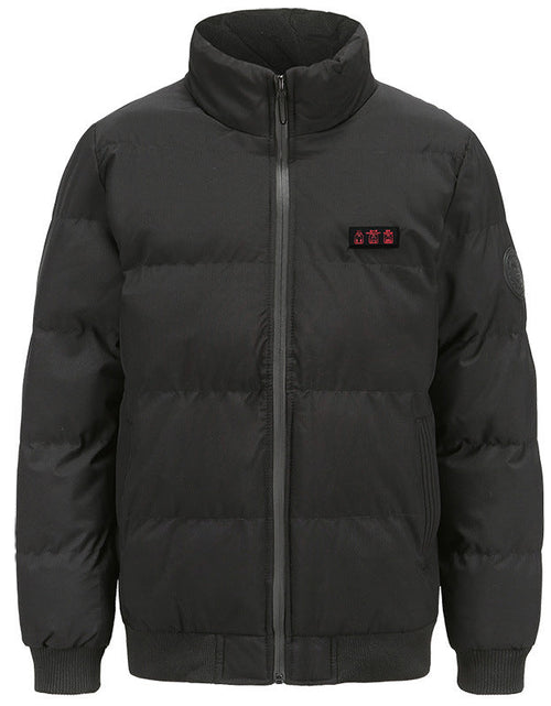 Load image into Gallery viewer, Men's winter intelligent constant temperature USB three control seven zone heating cotton jacket hooded electric heating warm cotton jacket
