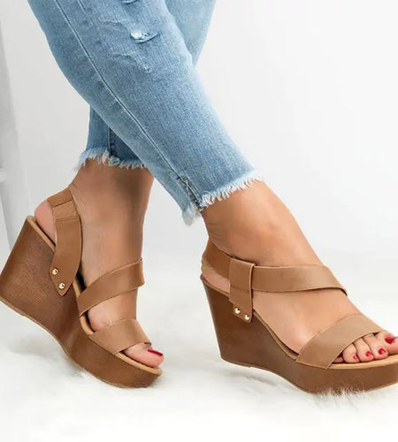 Women's Summer Casual Slip-On Wedge High Heels