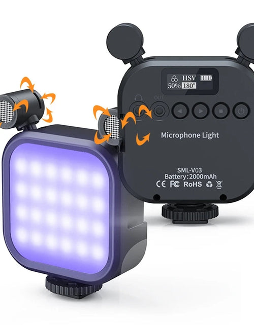 Load image into Gallery viewer, 2500K-9000K Microphone LED Fill Light LED Mini Video Vlog Full-Color RGB Mic Light For Smartphone SLR Camera V03
