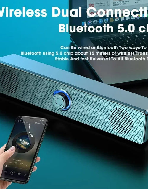 Load image into Gallery viewer, PC Soundbar Wired and Wireless Bluetooth Speaker USB Powered Soundbar for TV Pc Laptop Gaming Home Theater Surround Audio System
