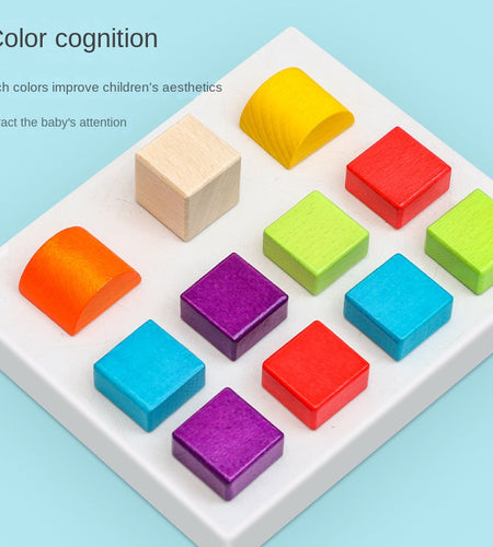 Wooden box packed building blocks, shape recognition, creativity, assembly thinking, exercise, color recognition, early education, interactive wooden toys