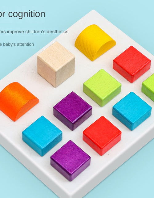 Load image into Gallery viewer, Wooden box packed building blocks, shape recognition, creativity, assembly thinking, exercise, color recognition, early education, interactive wooden toys
