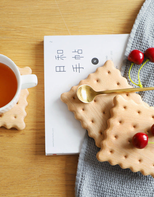 Load image into Gallery viewer, Beech Biscuit Coaster Solid Wood Tea Coaster Mug Coffee Coaster Cup Holder Creative Gift
