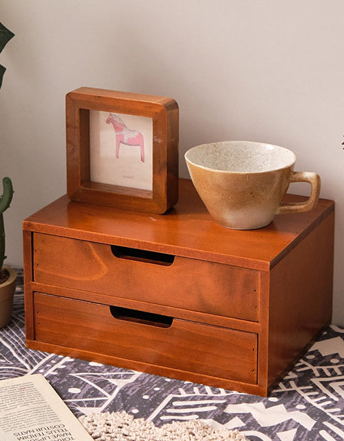 Load image into Gallery viewer, Three-layer Storage Cabinet, Small Wooden Cosmetic Organizer Box, Display Screen Riser
